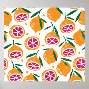 Fruitstempel gestructureerd naadloos patroon poster