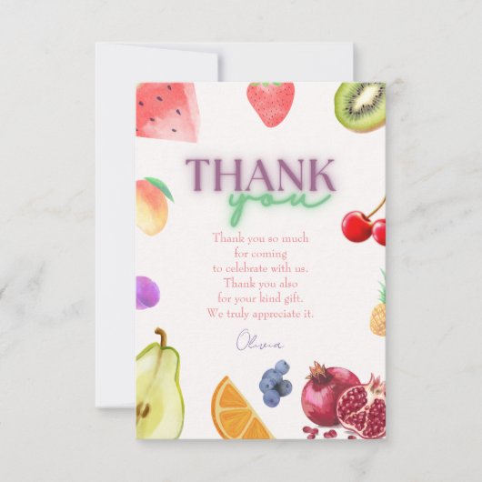 Fruitthema 2e verjaardag bedankkaart (Voorkant)