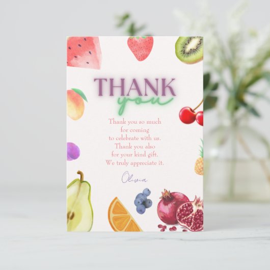 Fruitthema 2e verjaardag bedankkaart (Staand voorkant)