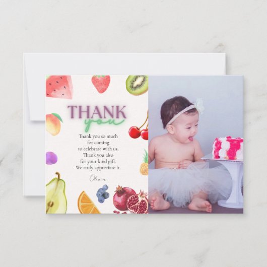 Fruitthema 2e verjaardag bedankkaart (Voorkant)