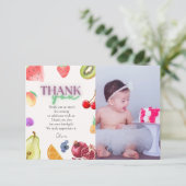 Fruitthema 2e verjaardag bedankkaart (Staand voorkant)