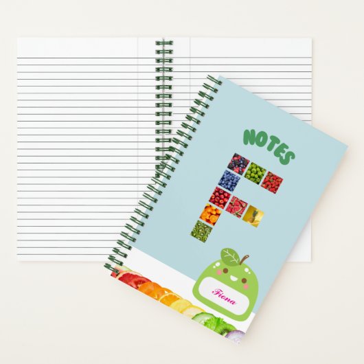 Fruitthema – gepersonaliseerd Initiaal F Notitieboek (Binnen)