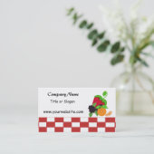 Fruitthema geruit visitekaartje (Staand voorkant)