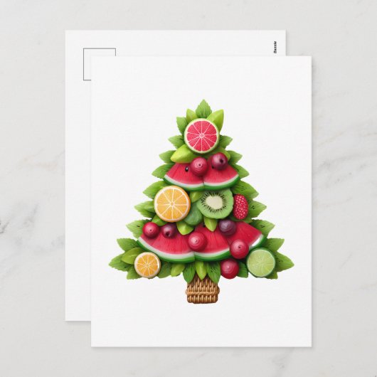 Fruittige Kerstboom Gezonde Vakantie Ontwerp Feestdagenkaart (Voorkant / Achterkant)