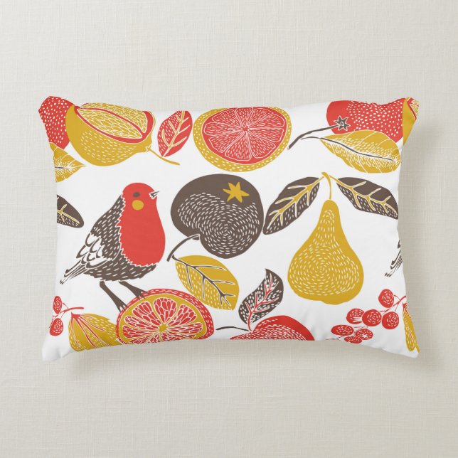 fruittuin met vogel accent kussen (Voorkant)