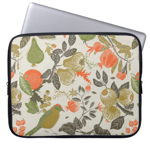 fruittuin met vogel, naadloos patroon laptop sleeve