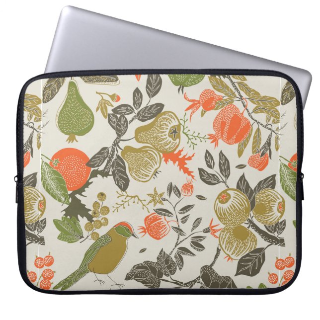 fruittuin met vogel, naadloos patroon laptop sleeve (Voorkant)