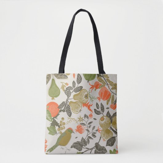 fruittuin met vogel, naadloos patroon tote bag (Voorkant)