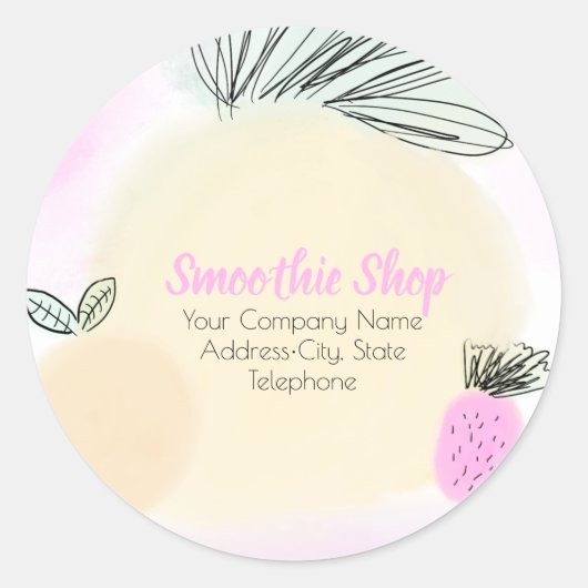 Fruitwinkel Smoothie Drank Bedrijfslabel Ronde Sticker (Voorkant)