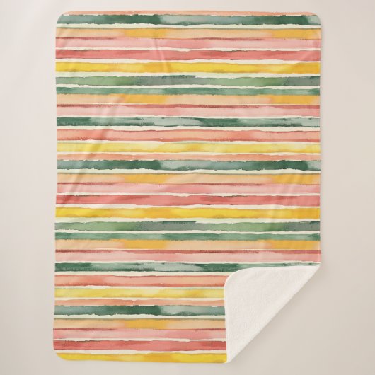 Fruity Berry Green Orange Pink Stripes Sherpa Deken (Voorkant)