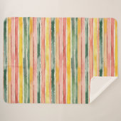 Fruity Berry Green Orange Pink Stripes Sherpa Deken (Voorkant (horizontaal))