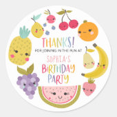 Fruity Birthday Party Dank u voor Ronde Sticker (Voorkant)