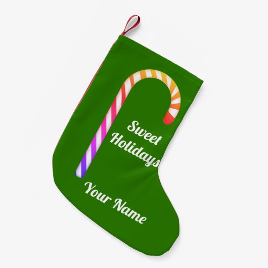 Fruity Candy Cane Add Name Kerststop Kleine Kerstsok (Voorkant (Hangend))