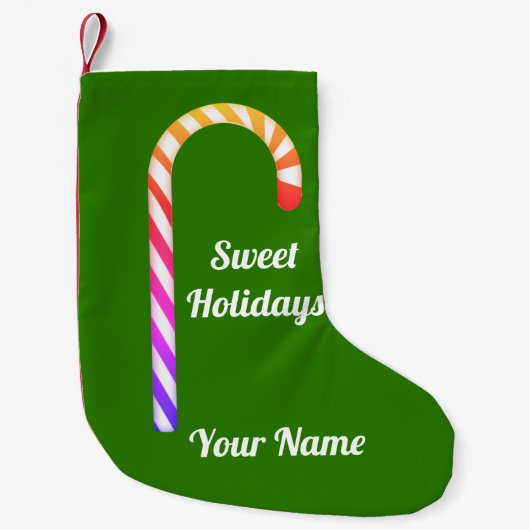 Fruity Candy Cane Add Name Kerststop Kleine Kerstsok (Voorkant)