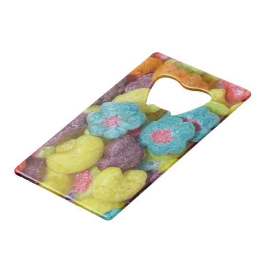 Fruity Cereal Creditkaart Flessenopener (Voorkant Gekanteld)