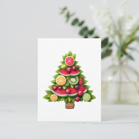 Fruity Christmas Tree Healthy Holiday Design Briefkaart (Staand voorkant)