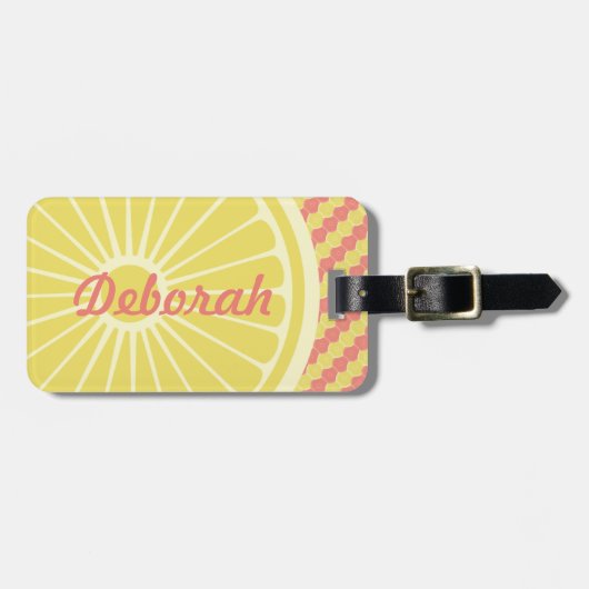 Fruity Citrus Monogram en naam Bagagelabel (Voorkant horizontaal)