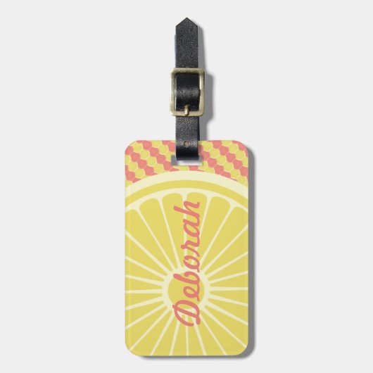 Fruity Citrus Monogram en naam Bagagelabel (Voorkant verticaal)