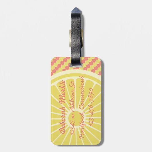 Fruity Citrus Monogram en naam Bagagelabel (Achterkant verticaal)