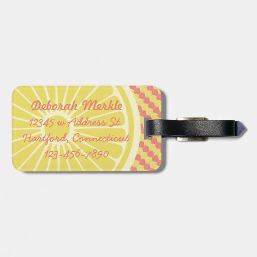 Fruity Citrus Monogram en naam Bagagelabel (Achterkant horizontaal)