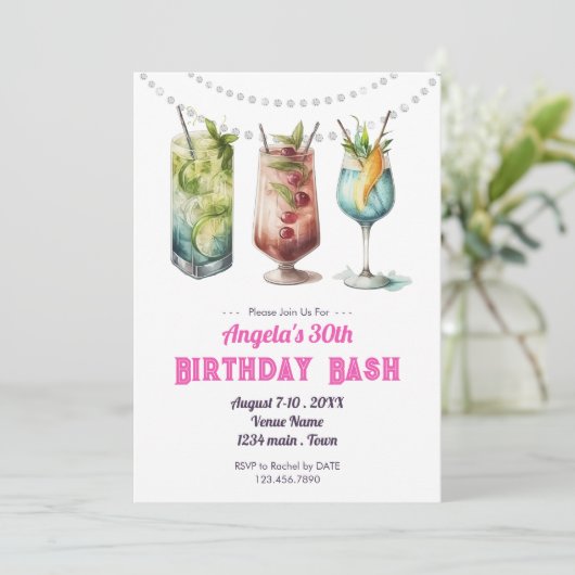 Fruity Cocktail 30e verjaardag zomer Kaart (Staand voorkant)