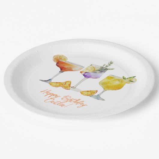 Fruity Cocktail Drankjes Verjaardag Papieren Bordje (Gekanteld)