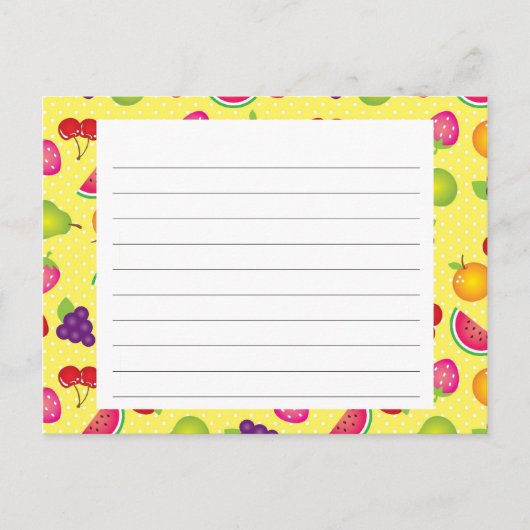 Fruity Cute Recipcard Briefkaart (Voorkant)