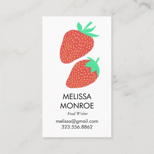 FRUITY FUN: geïllustreerde aardbeien Visitekaartje (Achterkant)