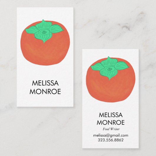 FRUITY FUN: geïllustreerde persimmons Visitekaartje (Voorkant / Achterkant)