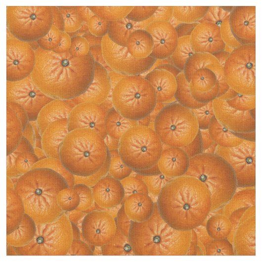 Fruity Fun Tangerine Print Patroon Stof (Close Up)