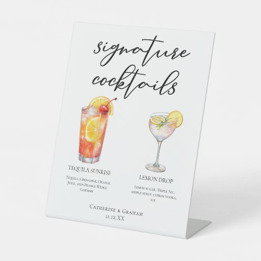 Fruity Garden Wedding Signature Cocktails Menu Reclamebord Met Voetstuk (Voorkant)