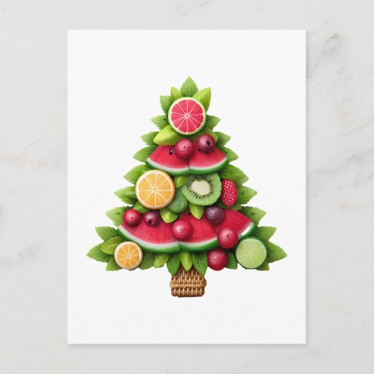 Fruity Kerstboom Gezond Vakantiedesign Feestdagenkaart (Voorkant)