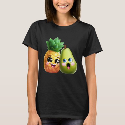 Fruity Love  Pear and Pineapple in Love T-shirt (Voorkant)
