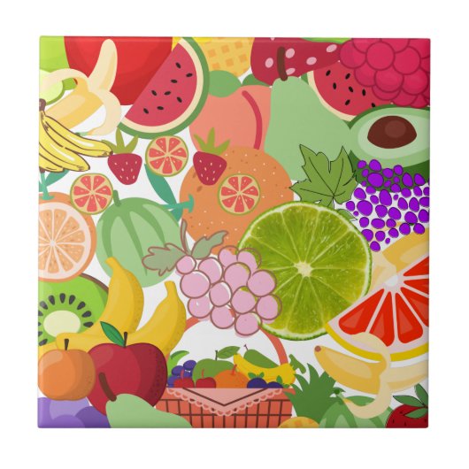 Fruity Modaic Fruit Basket Tegeltje (Voorkant)