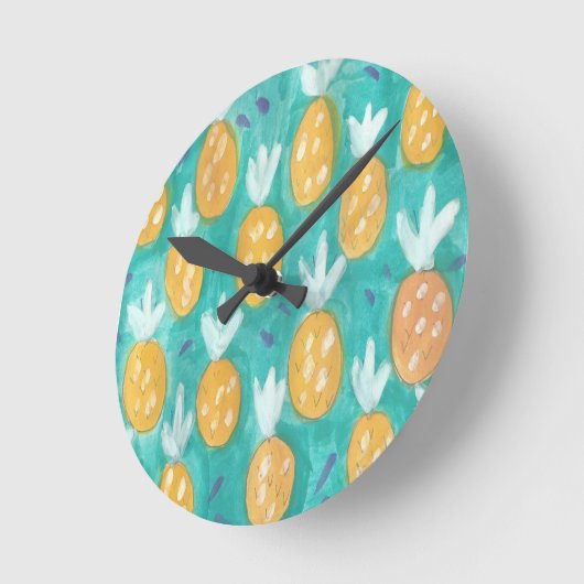 Fruity Pineapple Pattern-klok Ronde Klok (Hoek)