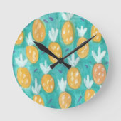 Fruity Pineapple Pattern-klok Ronde Klok (Voorkant)