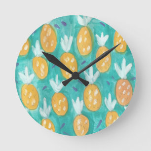 Fruity Pineapple Pattern-klok Ronde Klok