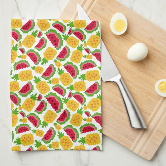 Fruity Pixels 1980s Style Keuken Handdoek (Quarter Fold)