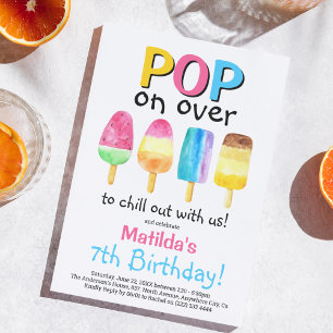 Fruity Popsial Party Kids Birthday Invitation Kaart