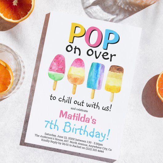 Fruity Popsicle Feestje Kinderverjaardagsuitnodigi Kaart
