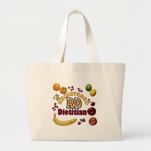 FRUITY RD - GEREGISTREERD DIETITISCH GROTE TOTE BAG (Voorkant)