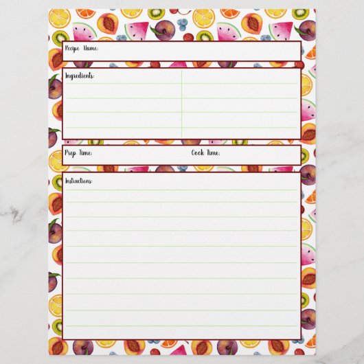 Fruity Receptenblad (Voorkant)