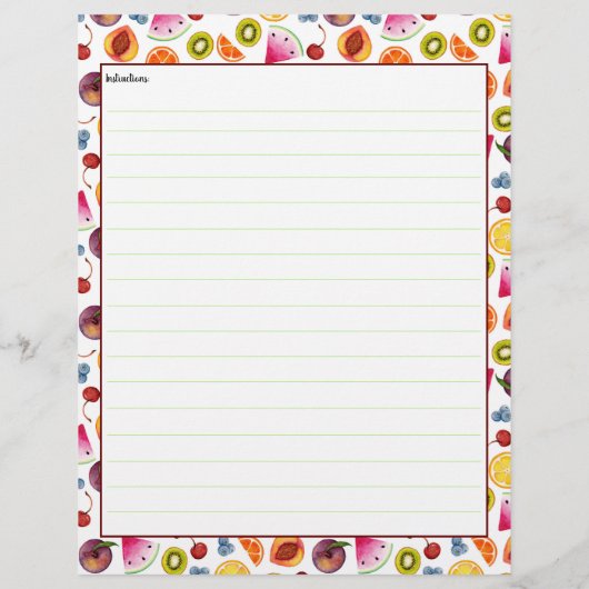 Fruity Receptenblad (Achterkant)