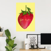 Fruity slogan Juicy Strawberry pop art Poster (Thuiskantoor)