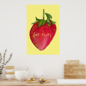 Fruity slogan Juicy Strawberry pop art Poster (Keuken)