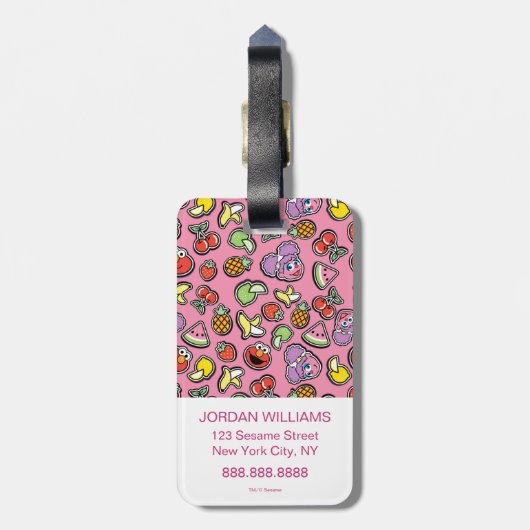 Fruity Sticker Elmo & Abby Cadabby Pattern Bagagelabel (Achterkant verticaal)