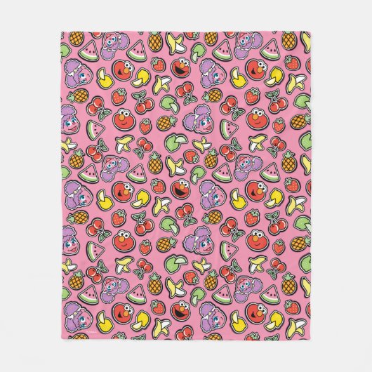 Fruity Sticker Elmo & Abby Cadabby Pattern Fleece Deken (Voorkant)