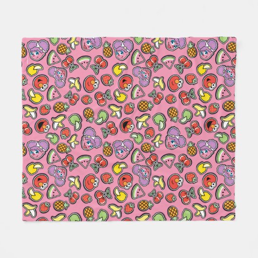 Fruity Sticker Elmo & Abby Cadabby Pattern Fleece Deken (Voorkant (Horizontaal))