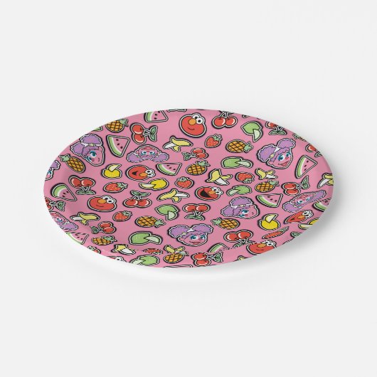 Fruity Sticker Elmo & Abby Cadabby Pattern Papieren Bordje (Gekanteld)