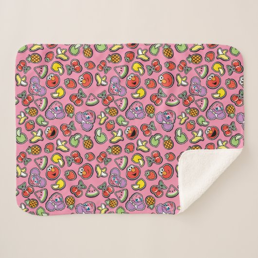 Fruity Sticker Elmo & Abby Cadabby Pattern Sherpa Deken (Voorkant (horizontaal))